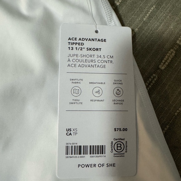 White Athleta Ace Advantage Skort - Picture 2 of 5